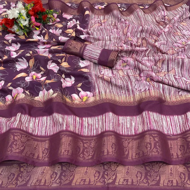 DF 65 Kalamkari Dola Silk Kanchipuram Border Designer Sarees Suppliers In India